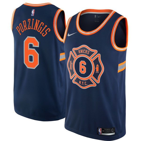Men New York Knicks #6 Porzingis Blue City Edition Nike NBA Jerseys->san antonio spurs->NBA Jersey